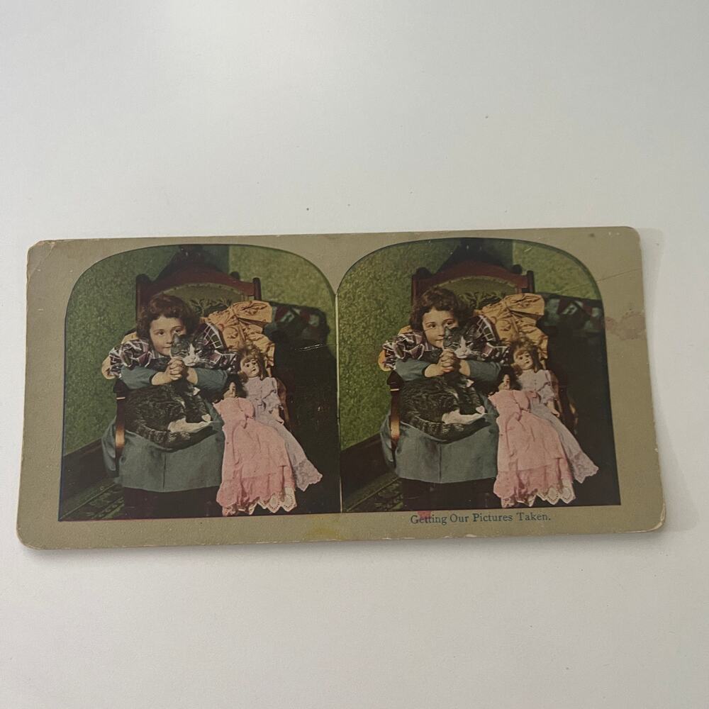 Getting Our Pictures Taken Antique Stereoview Card SH1-2 - Picture 2 of 2